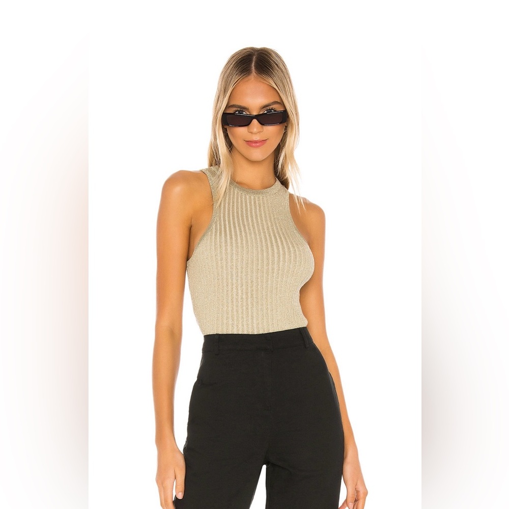 NWOT Superdown X Revolve Sonya Rib Sweater Tank in Gold XS
